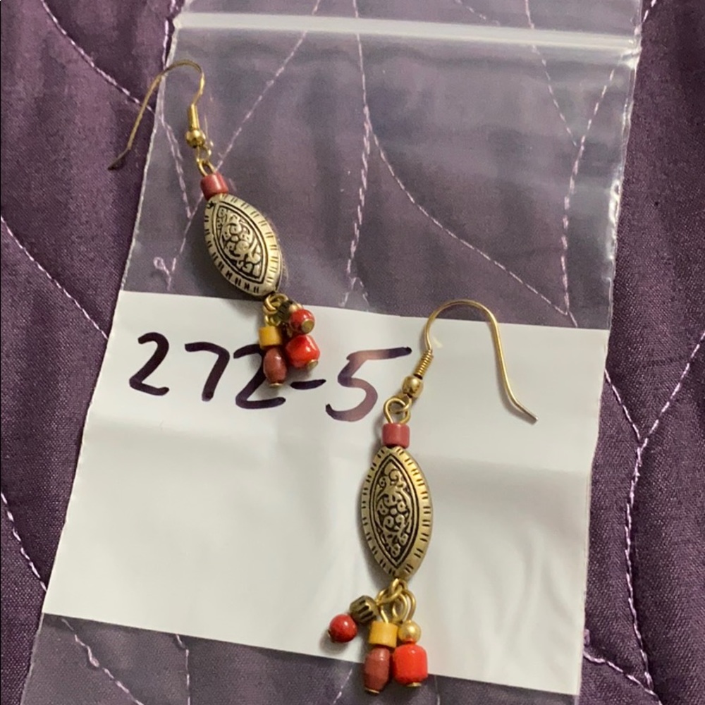 Gold and silver bead earrings